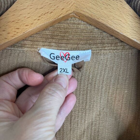 GeeGee Corduroy Chore Shirt Jacket Brown Button Front Field Utility Size 2X - Picture 7 of 11